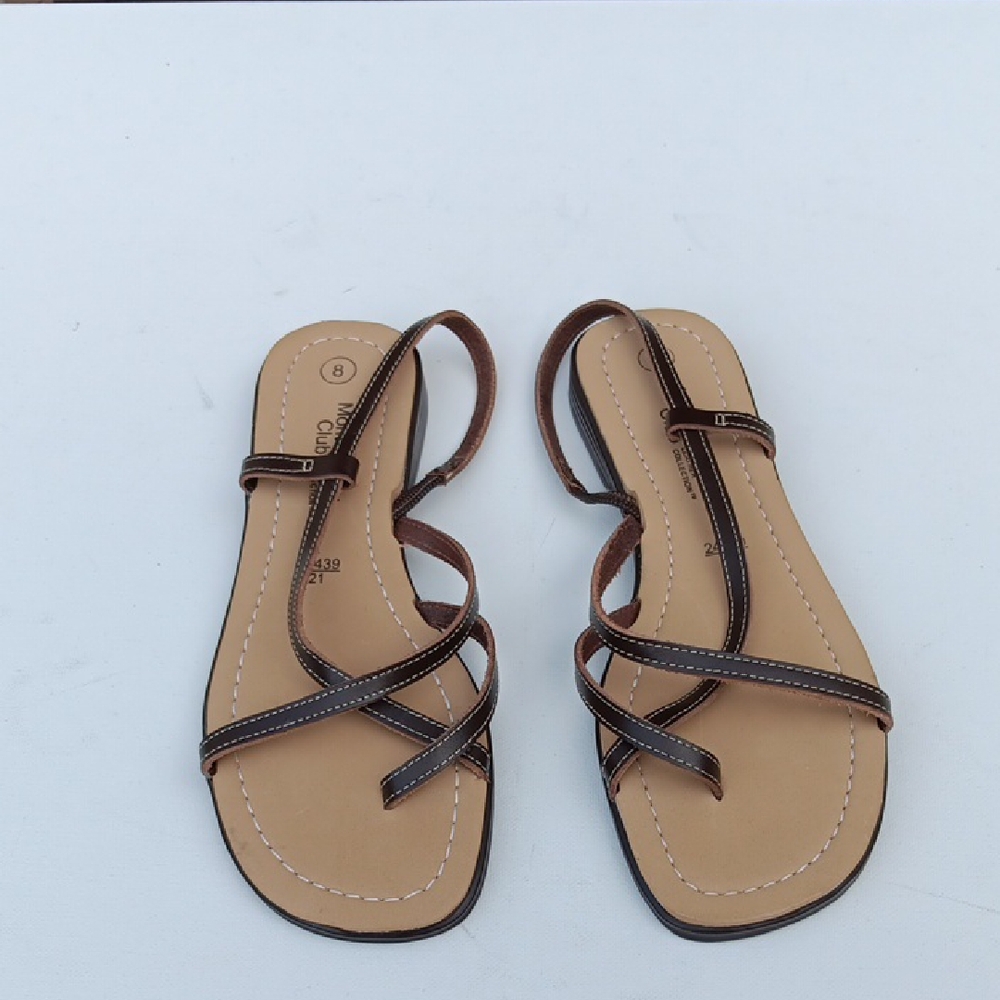 MONTEGO BAY CLUB Leather Collection Women's  Brown Strappy Sandals - 8